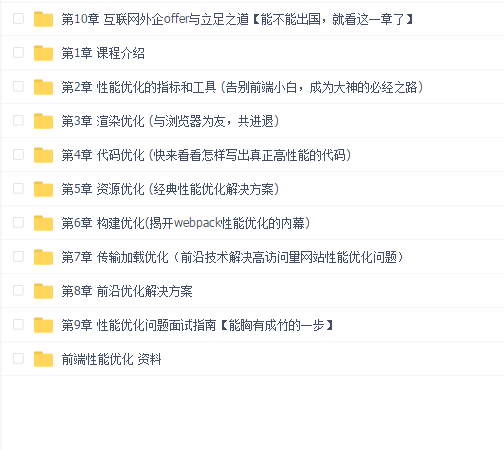 前端性能优化企业级解决方案 6大角度+大厂视野