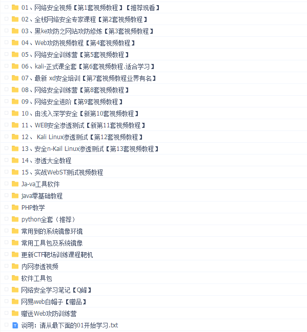 网络安全从入门到入狱系统课程(739G)