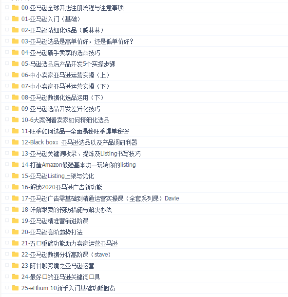 亚马逊入门到精通培训课程(26套)合集