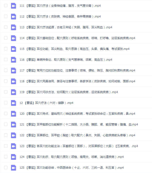 曹猛 耳穴(耳针)疗法--高级进修课 125讲
