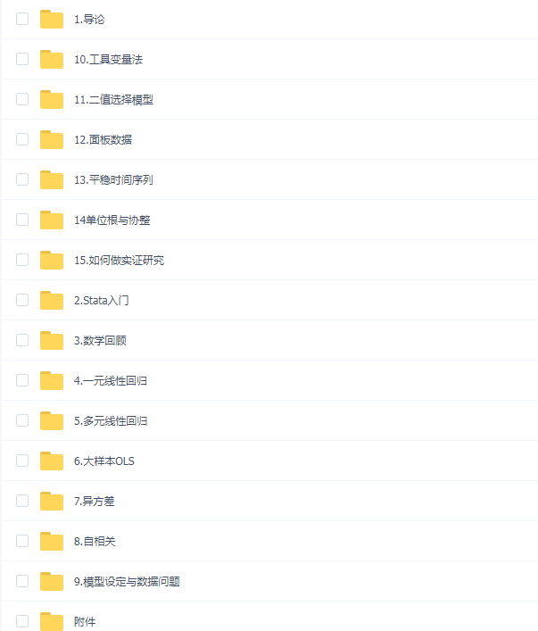 陈强《计量经济学及Stata与应用》视频带讲义