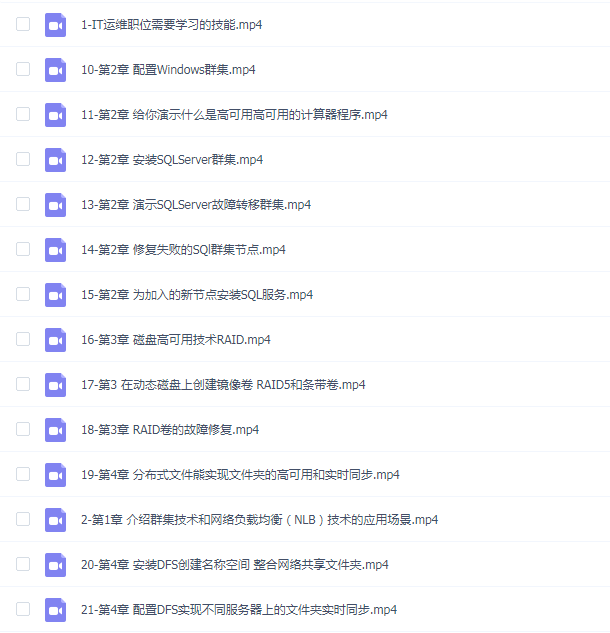 韩立刚门徒级课程第七阶段:高可用技术群集和NLB技术视频课程