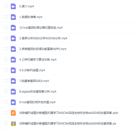 非肿瘤列线图诊断模型机器学习WGCNA筛选生物标志物ssGSEA标志基因集