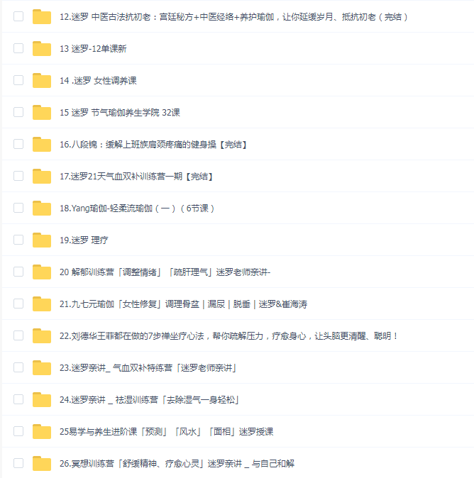 26套元和堂创始人迷罗中医养生调理课程资源131G网盘合集