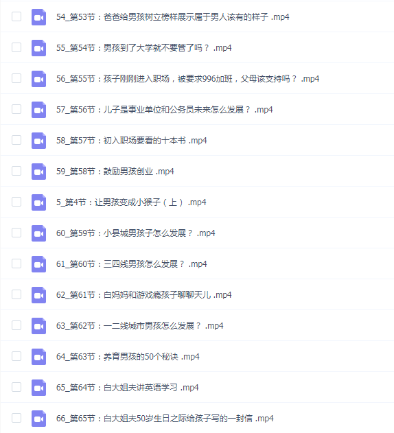 白大姐菁英男孩成长在线视频课66堂