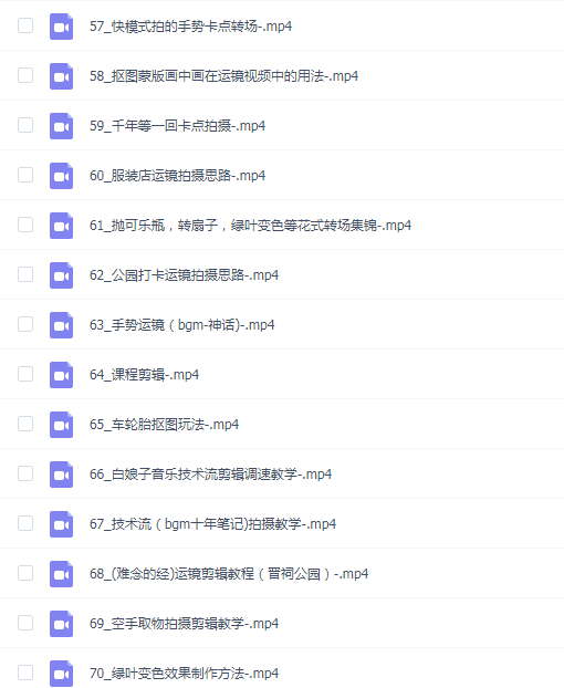 流运镜——拍摄+剪辑二合一教学S(70节视频)