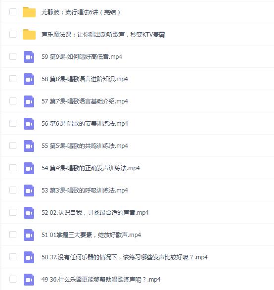 全网最全-付费声乐技巧 唱歌技巧 乐理课程 视唱练耳教程合集
