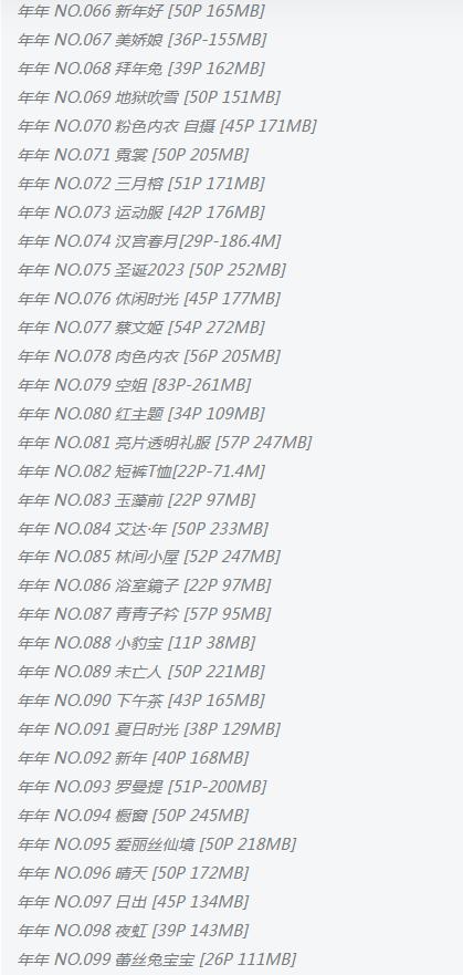 年年nnian 最新写真合集 126套