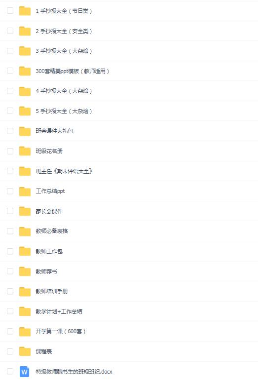 教师办工专用资源包(课件+手抄报+PPT模板+常用表格)