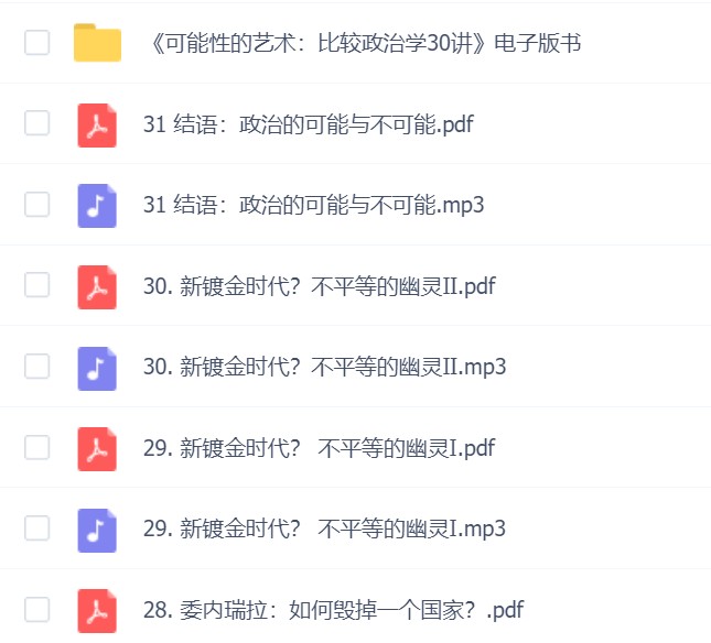 可能性的艺术:比较政治学30讲 音频+pdf